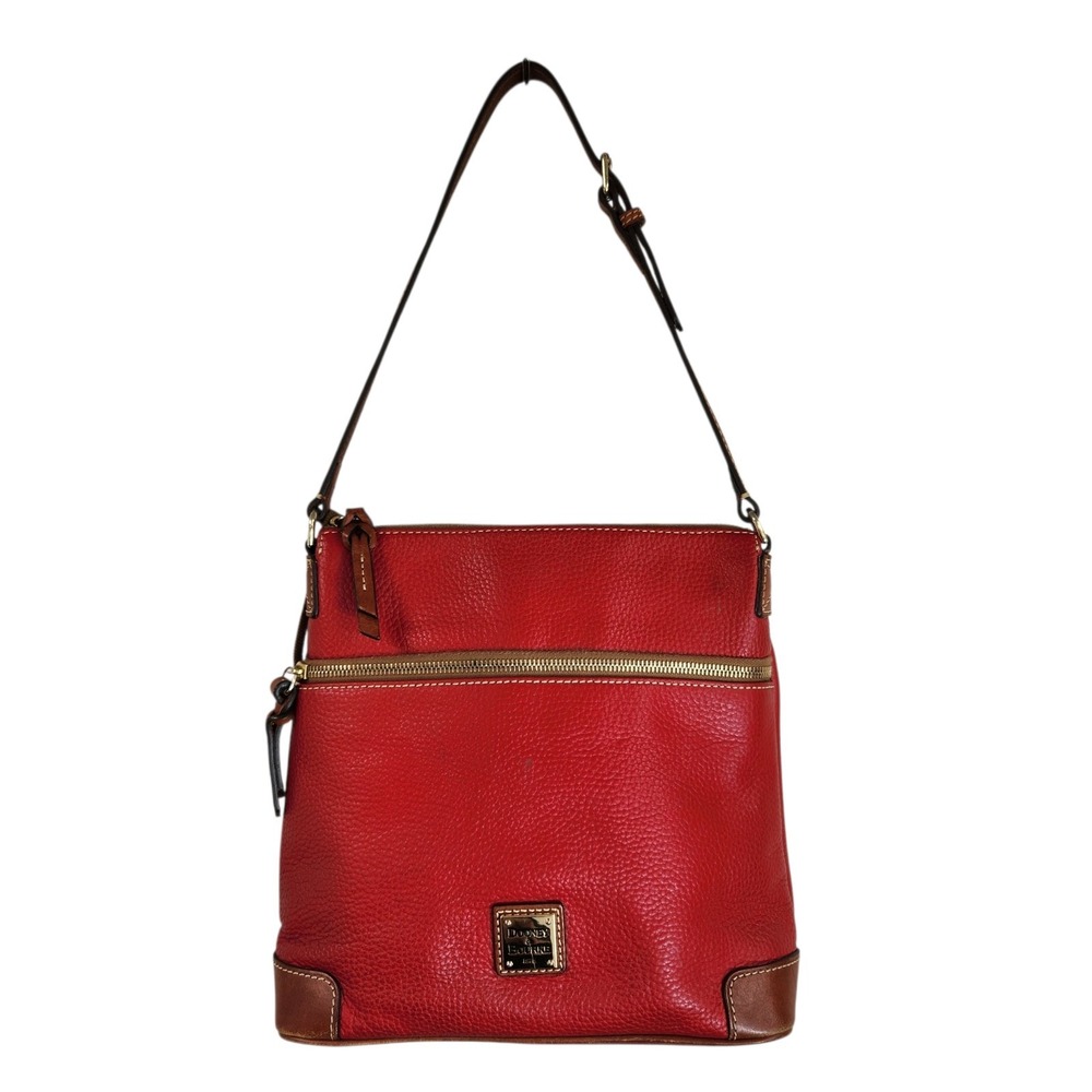 DOONEY & BOURKE Pebble Grain Leather Handbag Purse Shoulder Bag Red Wine Burgund - Picture 1 of 16
